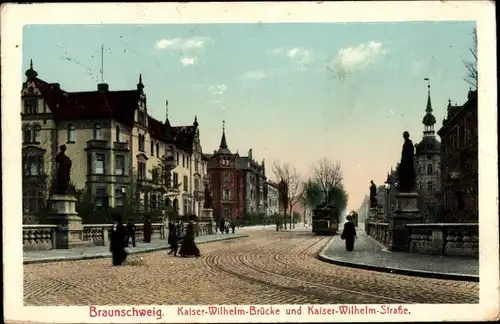 Ak Braunschweig, Kaiser Wilhelm Brücke, Kaiser Wilhelm Straße