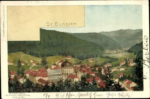 Künstler Litho Sankt Blasien im Schwarzwald, Gesamtansicht