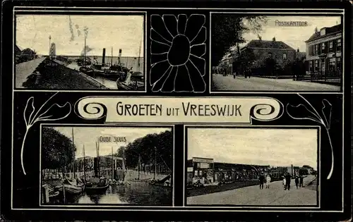 Ak Vreeswijk Utrecht, Post, Schleuse, Straßenpartie