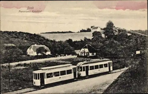 Ak Beek Gelderland Niederlande, Panorama Keteldal, Straßenbahn