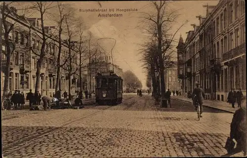 Ak Amsterdam Nordholland Niederlande, Straßenpartie, Straßenbahn