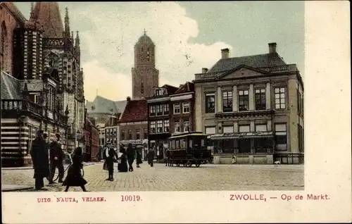Ak Zwolle Overijssel Niederlande, Markt, Straßenbahn
