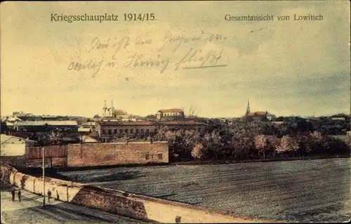 Ak Lowicz Lowitsch Polen, Gesamtansicht, Kriegsschauplatz 1914/15