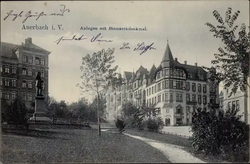 Ak Auerbach im Vogtland, Anlagen, Bismarckdenkmal