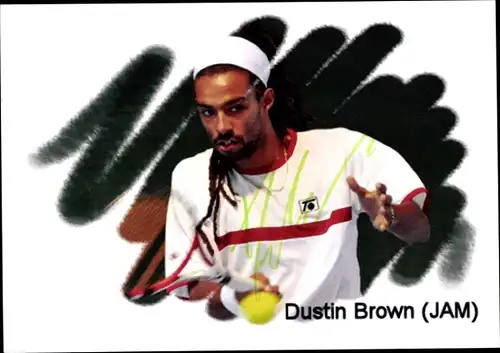 Ak Tennisspieler Dustin Brown, Tennisschläger, Autogramm