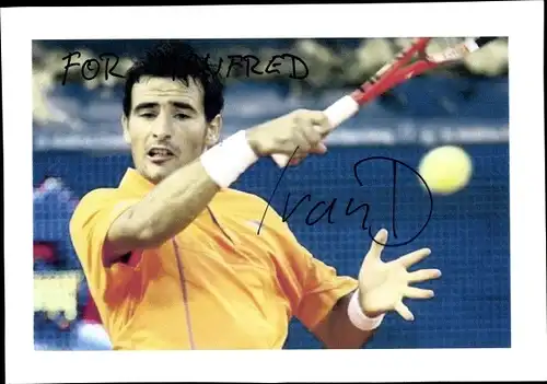 Foto Tennisspieler Ivan D..., Tennisschläger, Autogramm