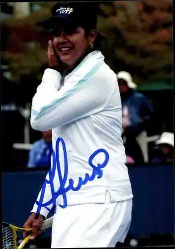Foto Tennisspielerin, Tennisschläger, Autogramm