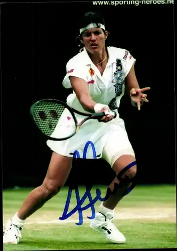 Foto Tennisspielerin,  Tennisschläger, Autogramm