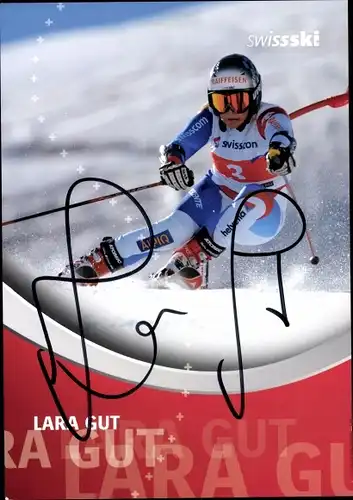 Autogrammkarte Skirennfahrerin Lara Gut, Autogramm
