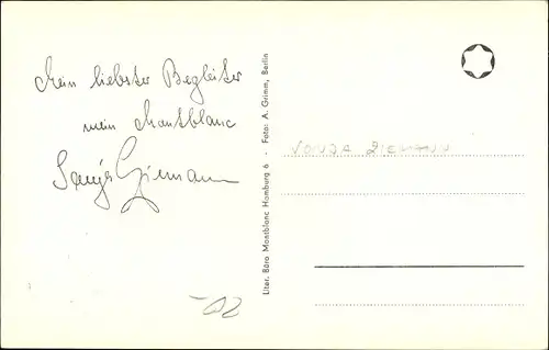 Foto Ak Schauspielerin Sonja Ziemann, Portrait, Autogramm