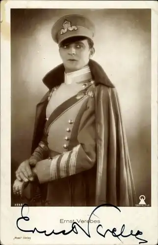 Ak Schauspieler Ernst Verebes, Portrait in Uniform, Autogramm