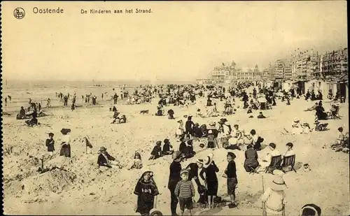Ak Ostende Ostende Westflandern, Kinder am Strand