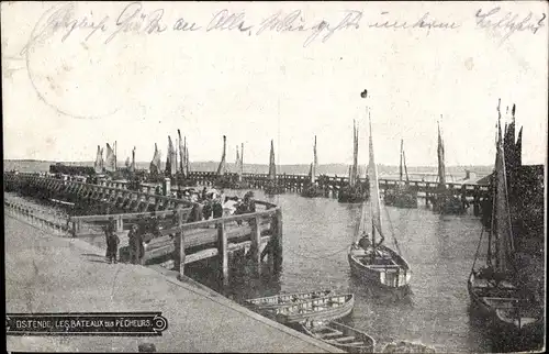Postkarte Ostende Ostende Westflandern, Fischerboote