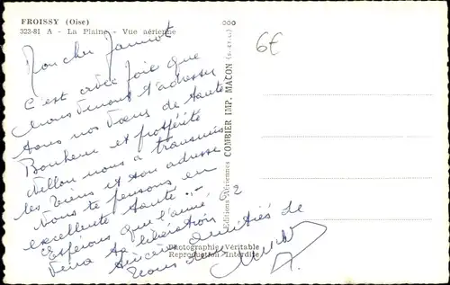 Ak Froissy Oise, Luftbild