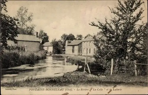 Ak Fontaine Bonneleau-Oise, Fluss La Celle, Molkerei