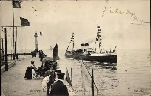 Ak Fährschiff La Manche, Hafen von Dieppe, Seine Maritime