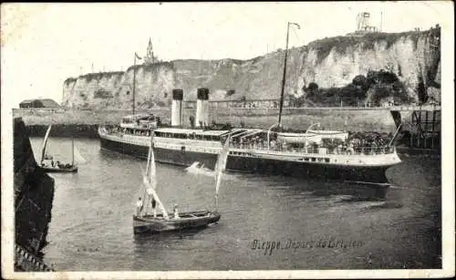 Ak Fährschiff Brighton, Hafenausfahrt Dieppe