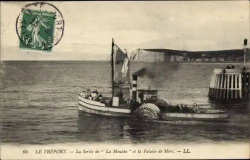 Ak Dampfer La Mouche, Hafenausfahrt Le Tréport