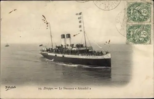 Ak Fährschiff Arundel, Hafen Dieppe
