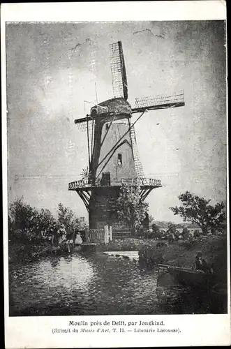 Künstler Ak Jongkind, Windmühle bei Delft