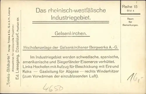 Ak Gelsenkirchen im Ruhrgebiet, Hochofenanlage der Gelsenkirchener Bergbau A.-G.