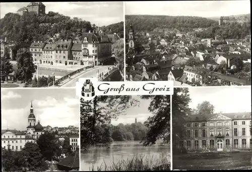 Ak Greiz im Vogtland, Schloss, Stadtkirche, Parksee, Unteres Schloss, Sommerpalais