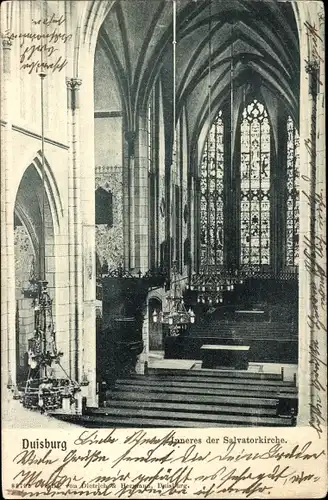 Ak Duisburg im Ruhrgebiet, Salvatorkirche, Innenansicht