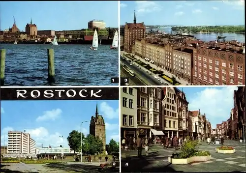 Ak Hansestadt Rostock, Stadthafen, Kröpeliner Straße, Interhotel Warnow, Lange Straße