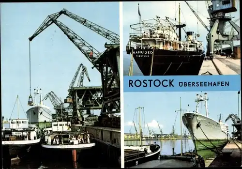 Ak Hansestadt Rostock, Überseehafen, Schiffe