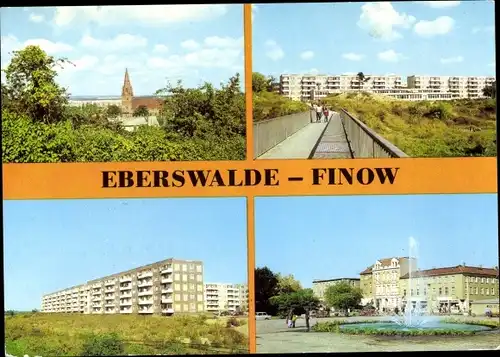 Ak Finow Eberswalde im Kreis Barnim, Blick vom Drachenkopf, Neubauten, Platz der Freundschaft