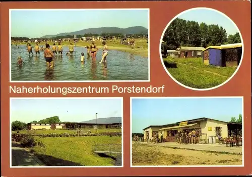 Ak Porstendorf Neuengönna Thüringen, Naherholungszentrum, See, Bungalow, Badegäste