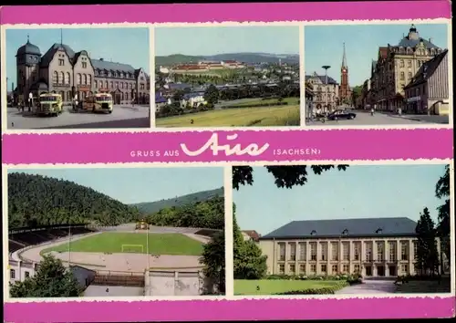 Ak Aue im Erzgebirge Sachsen, Post, Stadion, Kulturhaus