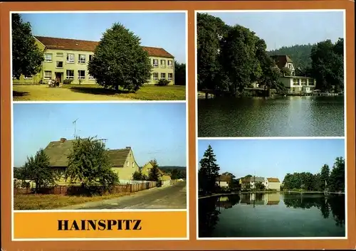 Ak Hainspitz in Thüringen, Dr.-Theodor-Neubauer-Oberschule, Blick zur Gondelstation, Freibad