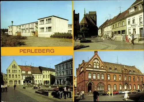 Ak Perleberg in der Prignitz, großer Markt, Geschwister-Scholl-Oberschule, Post