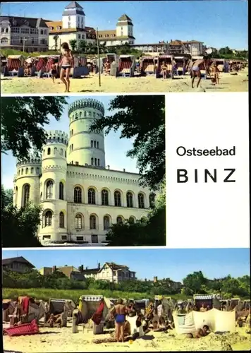 Ak Seebad Binz auf Rügen, Strand, Strandkörbe