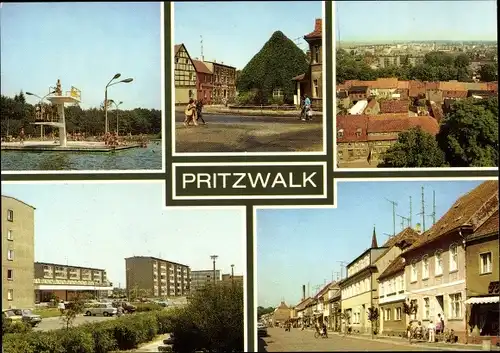 Ak Pritzwalk in der Prignitz, Kreisheimatmuseum, Hainholzbad, Karl-Marx-Straße, Neubaugebiet Nord