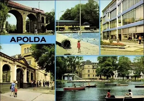 Ak Apolda in Thüringen, Viadukt, Bad, Kontakt-Kaufhaus, Glockenmuseum, Lohteich