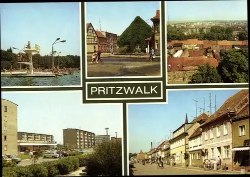 Ak Pritzwalk in der Prignitz, Kreisheimatmuseum, Hainholzbad, Karl-Marx-Straße, Neubaugebiet Nord