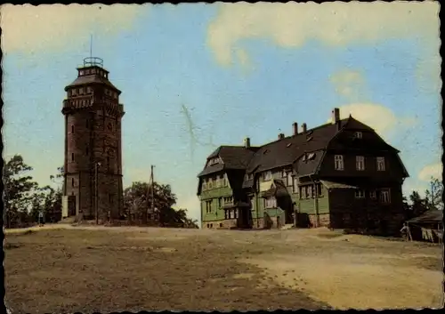 Ak Wildenthal Eibenstock im Erzgebirge, Auersberg, HOG Wismut Berghotel, Aussichtsturm