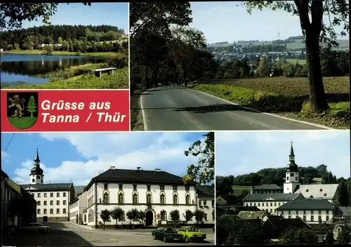 Ak Tanna in Thüringen, Kirche, See, Panorama