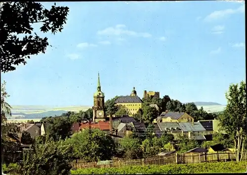 Ak Frauenstein im Erzgebirge, Gesamtansicht, Schloss, Burgruine