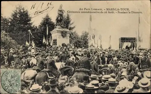 Ak Mars la Tour Lorraine Meurthe et Moselle, Gedenkfeier vom 16. August