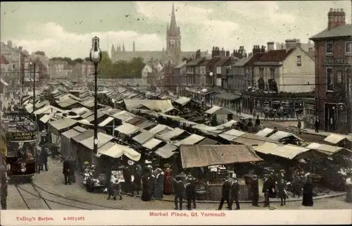 Ak Great Yarmouth Norfolk England, Marktplatz