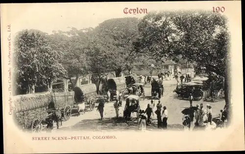 Ak Colombo Sri Lanka Ceylon, Straßenszene Pettah