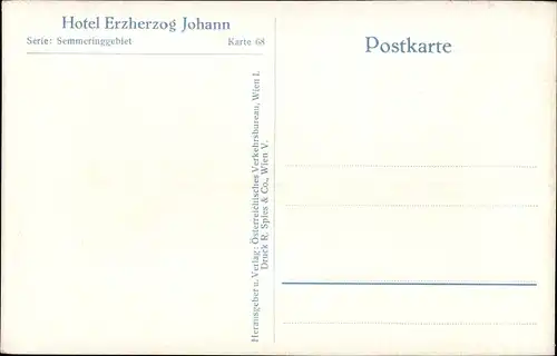 Ak Semmering in Niederösterreich, Hotel Erzherzog Johann im Winter