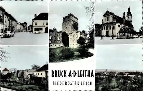 Ak Bruck an der Leitha in Niederösterreich, Teilansichten, Kirche