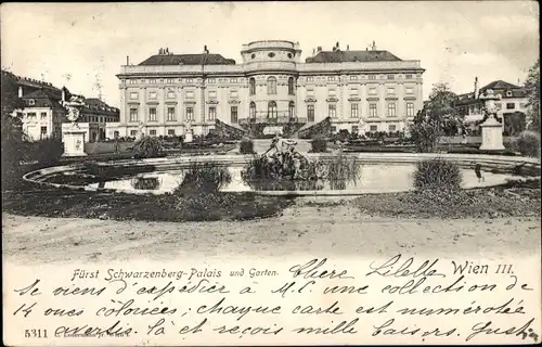 Ak Wien 3 Landstraße, Fürstl. Schwarzenberg Palais und Garten