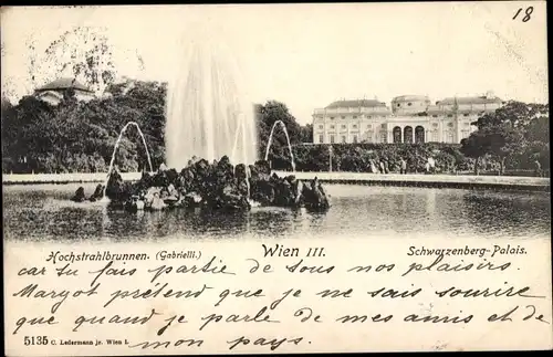 Ak Wien 3 Landstraße, Hochstahlbrunnen, Schwarzenberg Palais