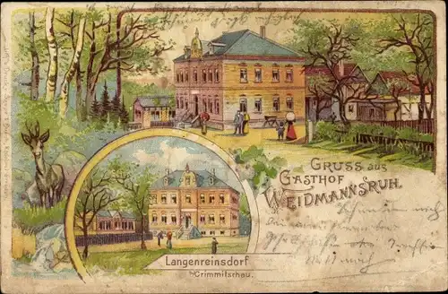 Litho Langenreinsdorf Crimmitschau in Sachsen, Gasthof Weidmannsruh