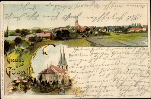 Litho Göda in der Oberlausitz, Panorama, Kirche